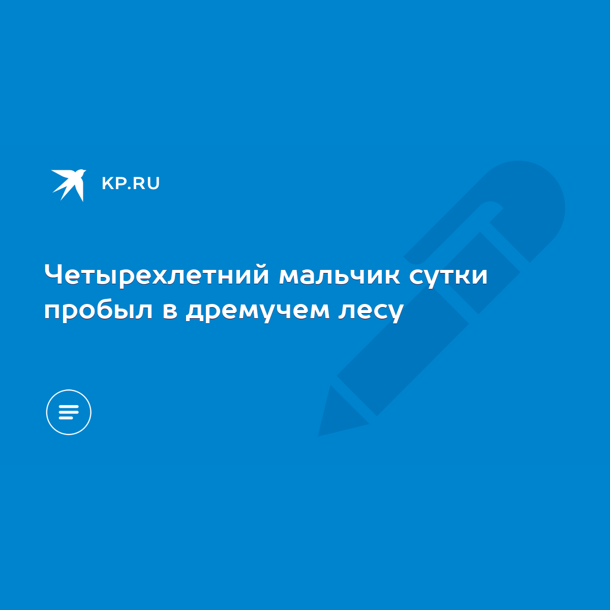 Четырехлетний мальчик сутки пробыл в дремучем лесу - KP.RU