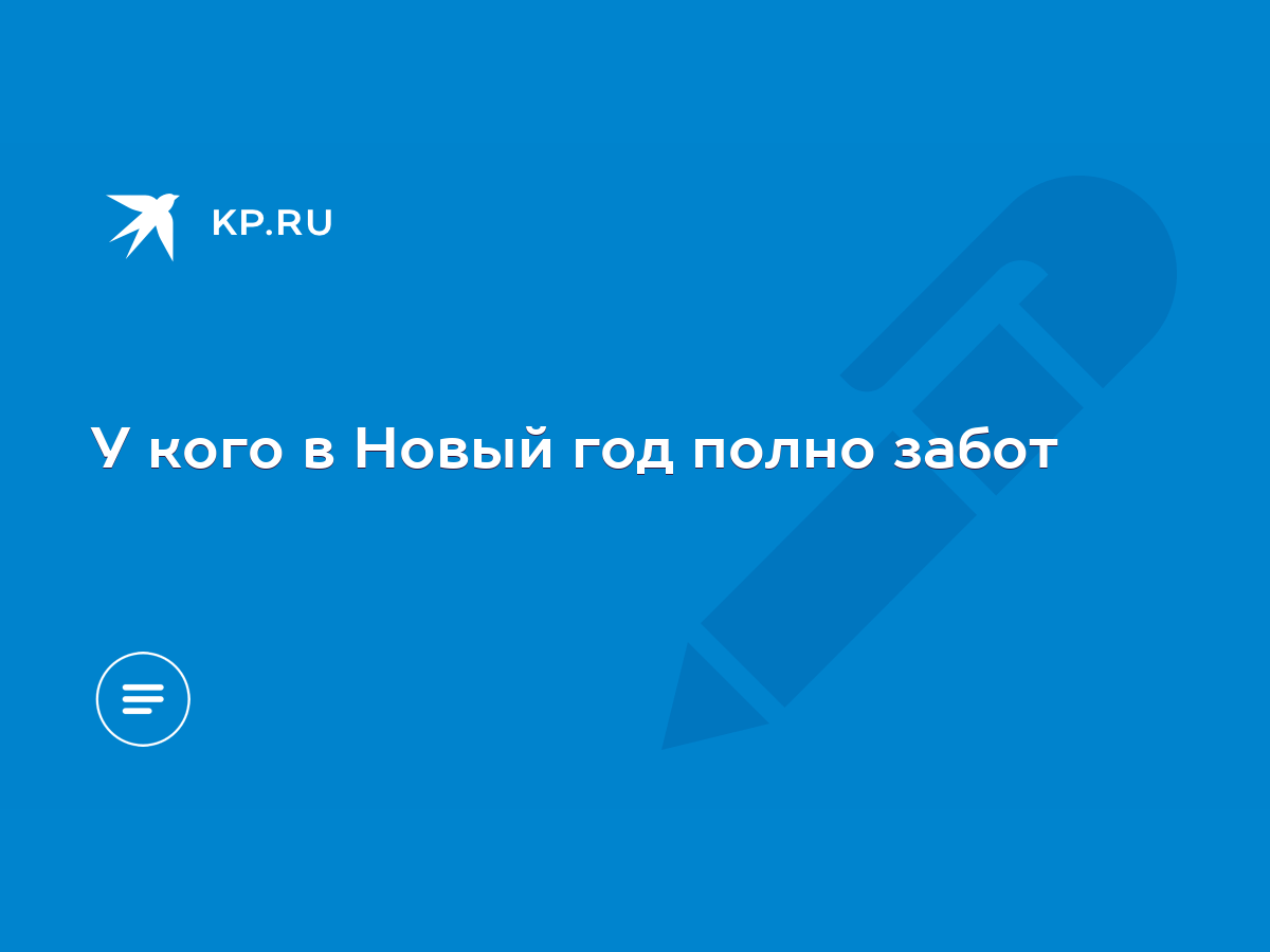 У кого в Новый год полно забот - KP.RU