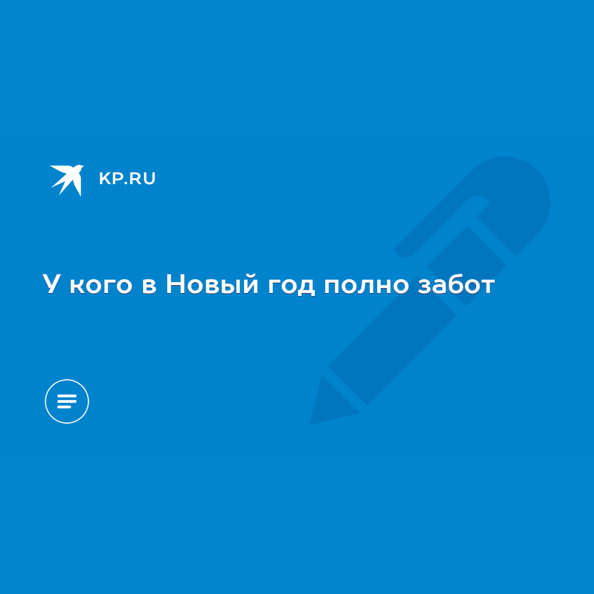 У кого в Новый год полно забот - KP.RU