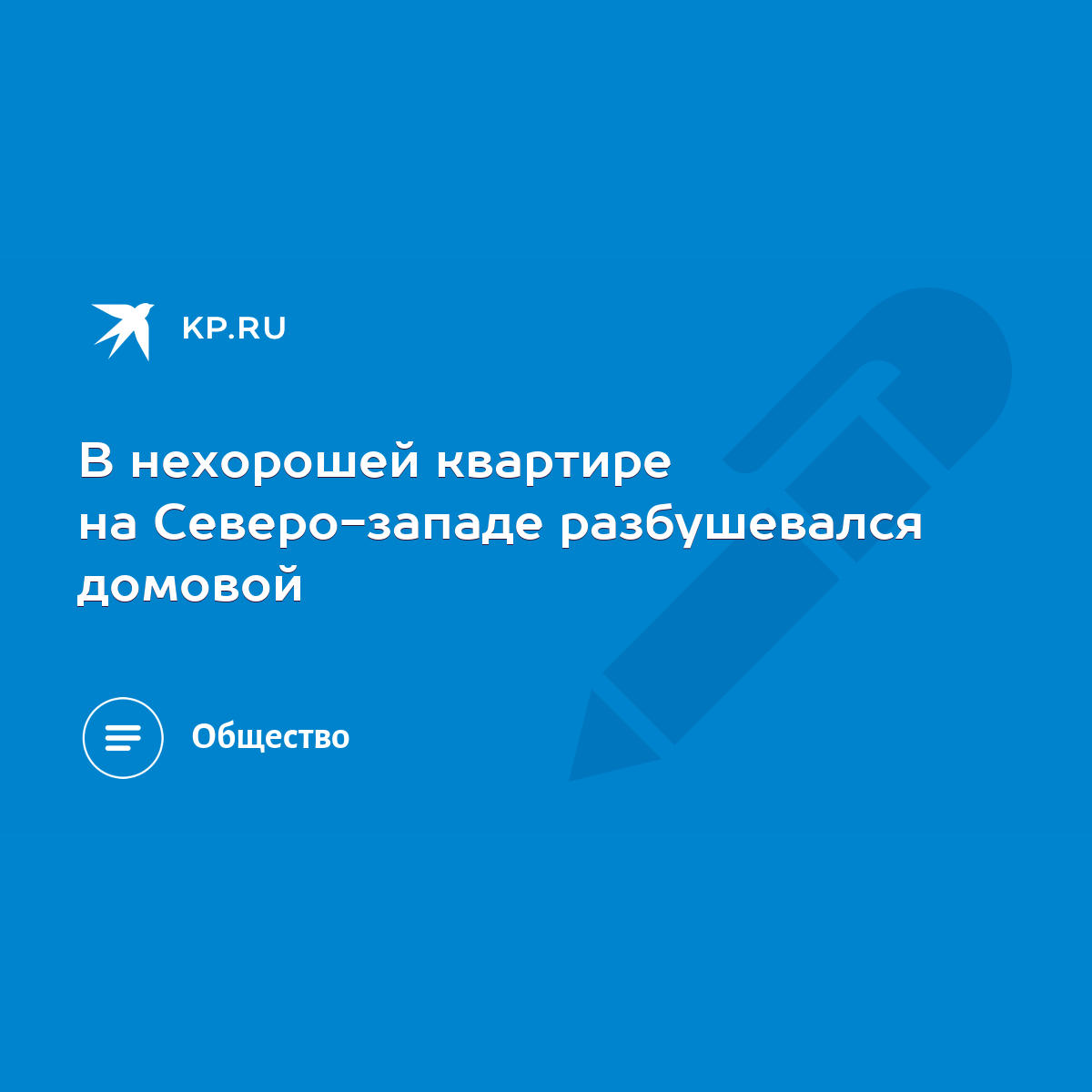 В нехорошей квартире на Северо-западе разбушевался домовой - KP.RU