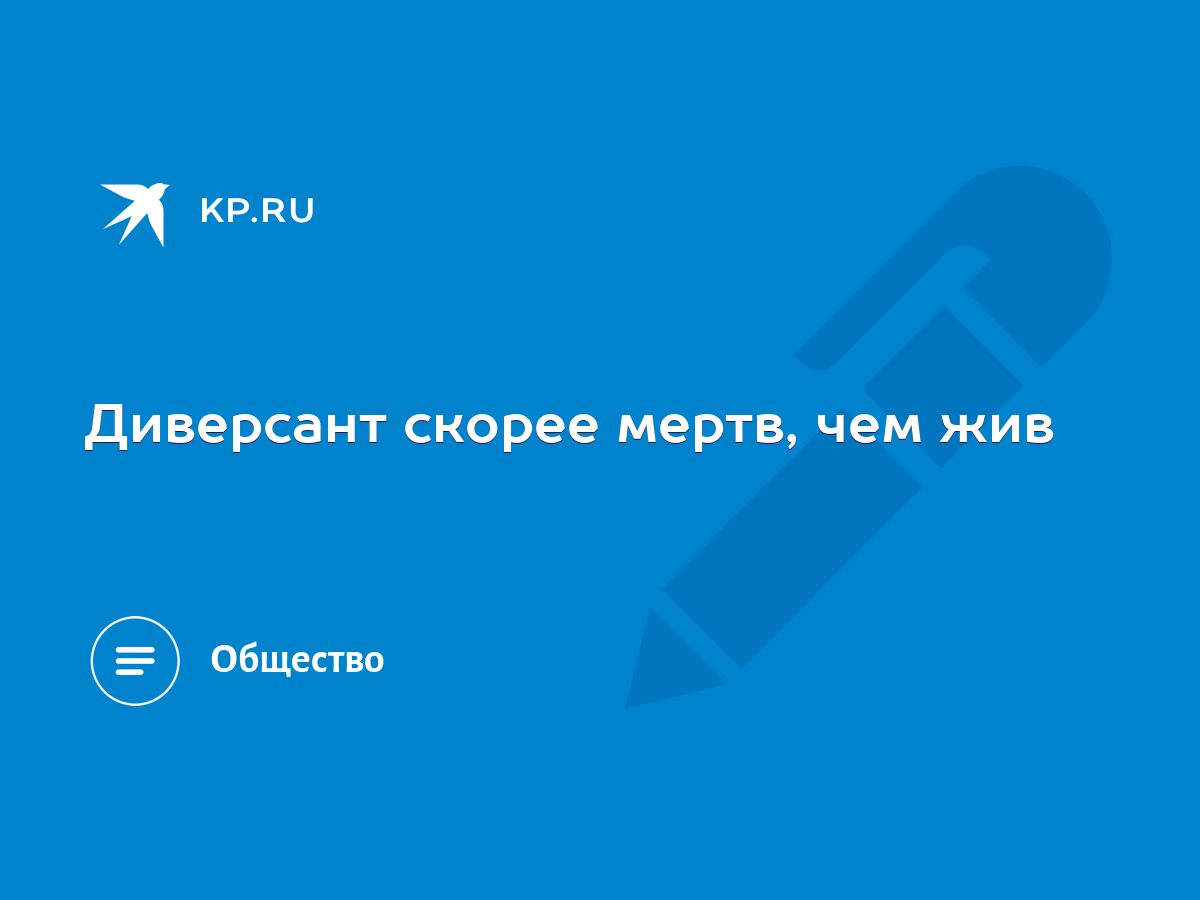 Диверсант скорее мертв, чем жив - KP.RU