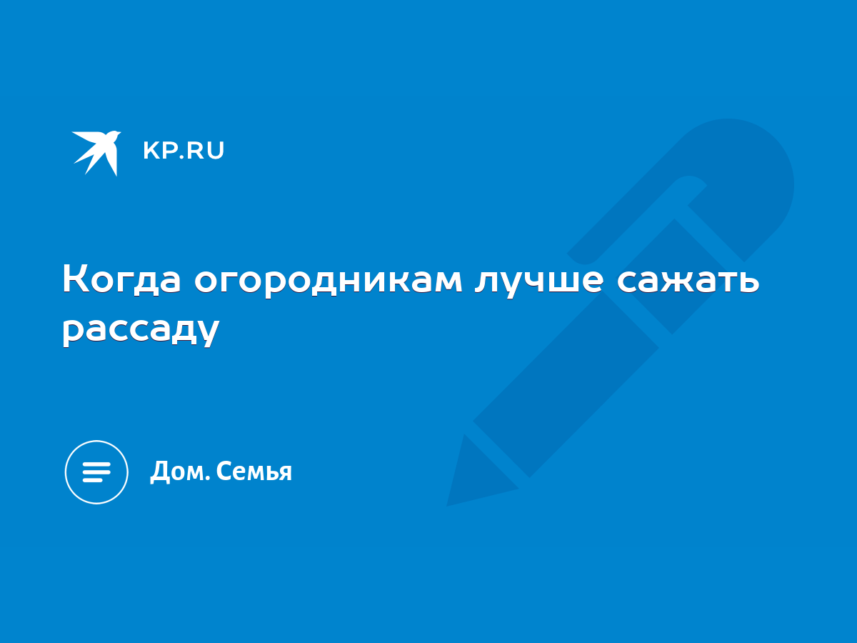 Когда огородникам лучше сажать рассаду - KP.RU