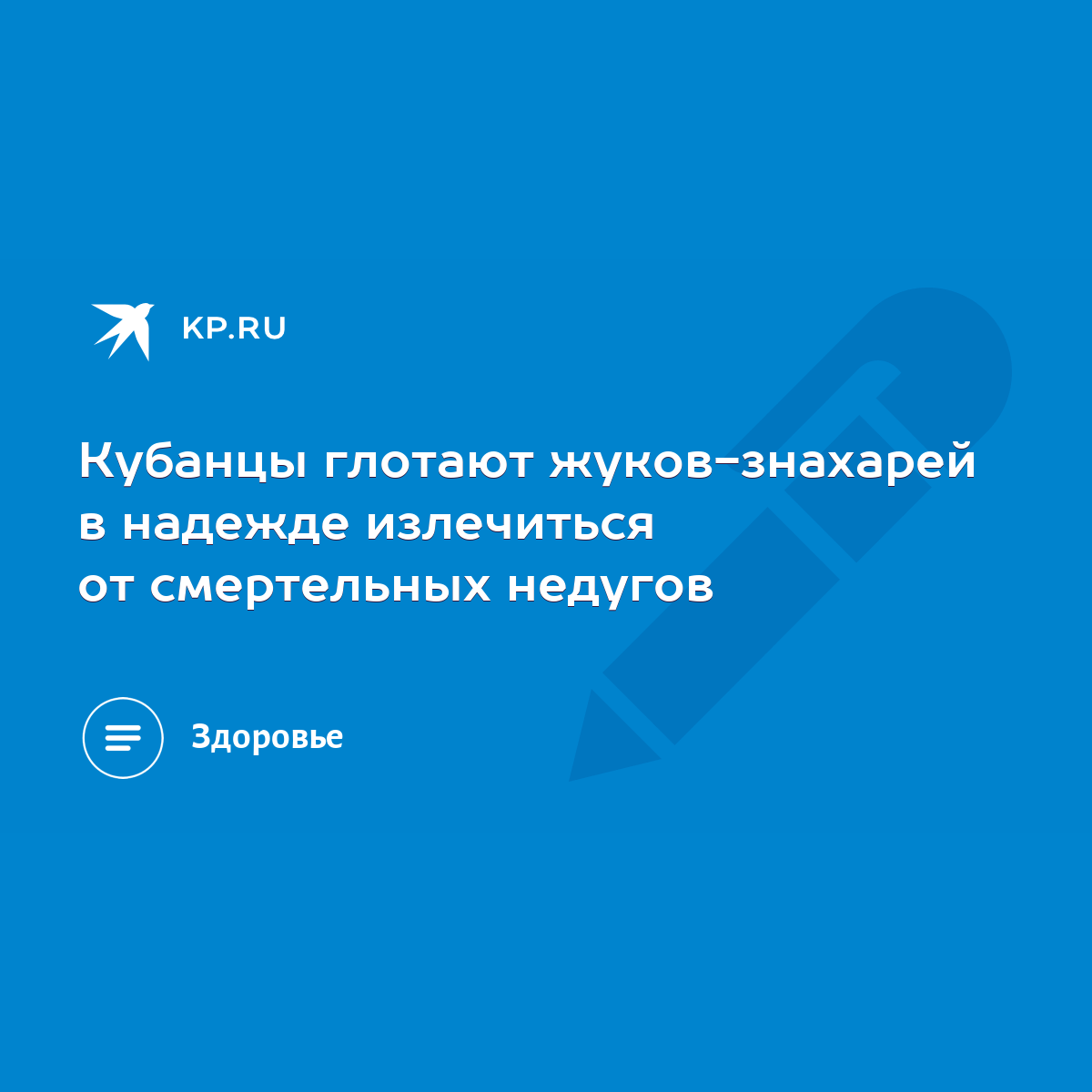 Кубанцы глотают жуков-знахарей в надежде излечиться от смертельных недугов  - KP.RU