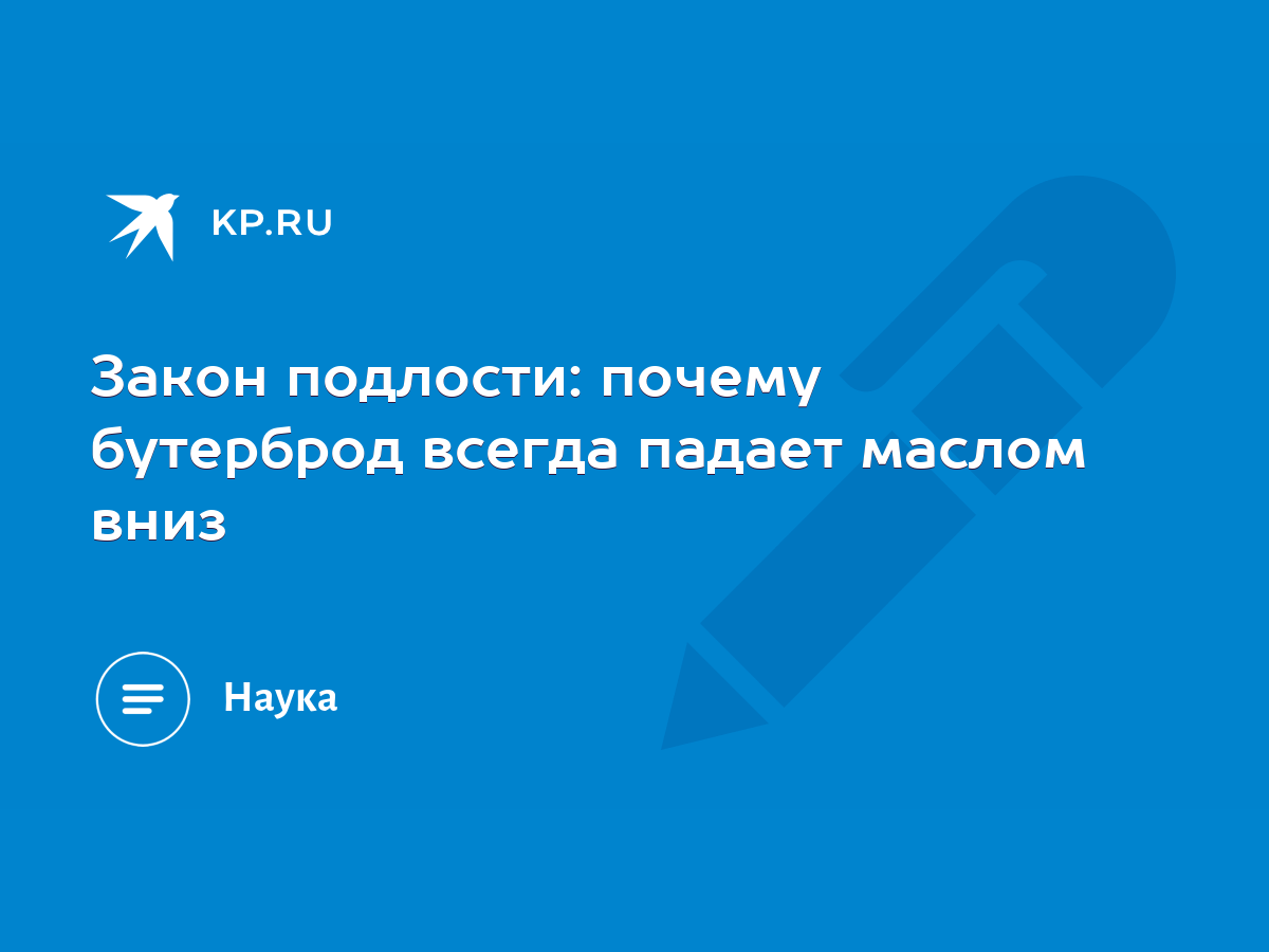 Закон подлости: почему бутерброд всегда падает маслом вниз - KP.RU