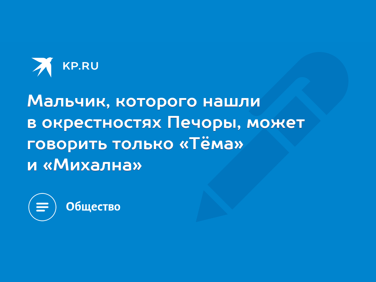 Мальчик, которого нашли в окрестностях Печоры, может говорить только «Тёма»  и «Михална» - KP.RU