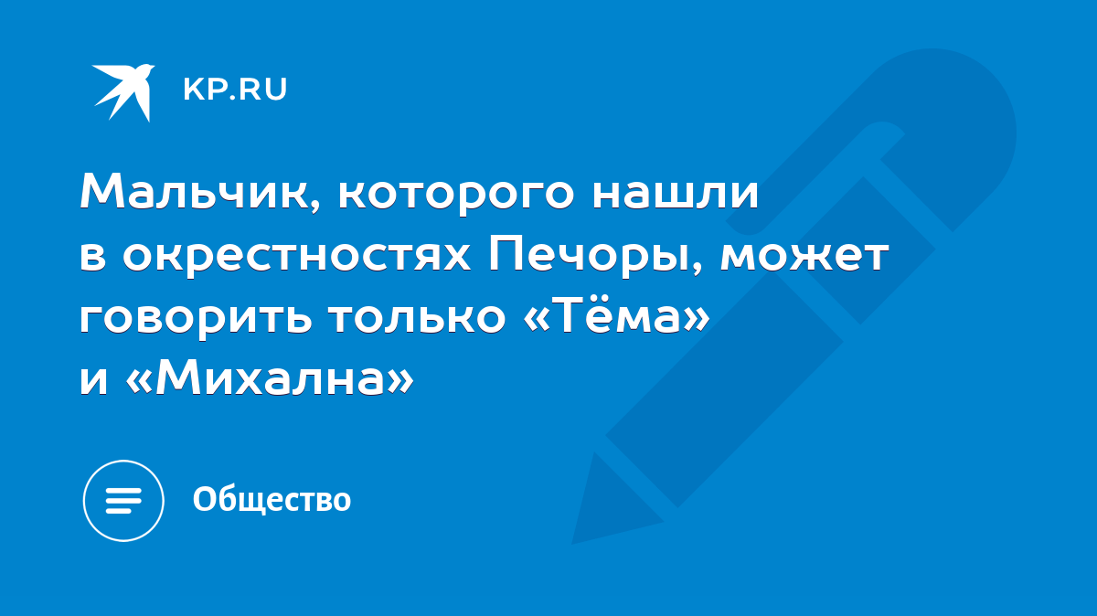 Мальчик, которого нашли в окрестностях Печоры, может говорить только «Тёма»  и «Михална» - KP.RU