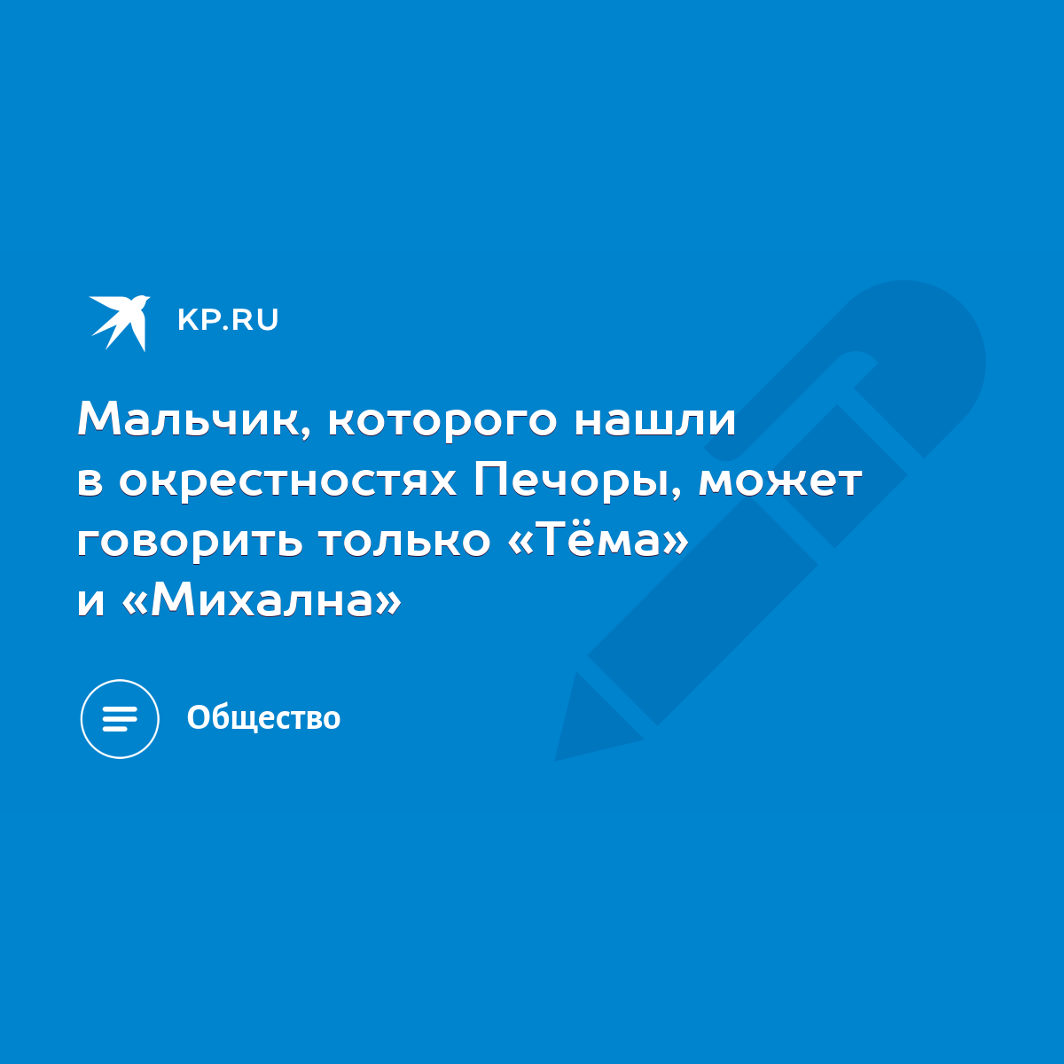 Мальчик, которого нашли в окрестностях Печоры, может говорить только «Тёма»  и «Михална» - KP.RU