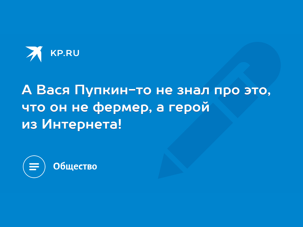 А Вася Пупкин-то не знал про это, что он не фермер, а герой из Интернета! -  KP.RU