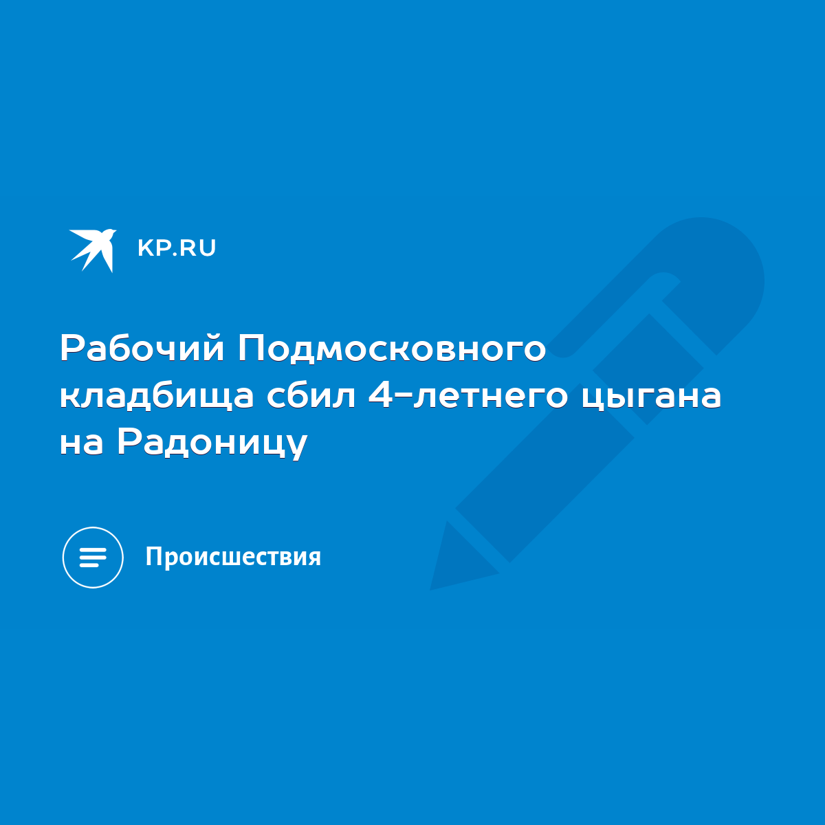 Рабочий Подмосковного кладбища сбил 4-летнего цыгана на Радоницу - KP.RU