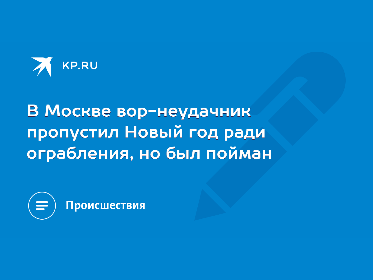 В Москве вор-неудачник пропустил Новый год ради ограбления, но был пойман -  KP.RU