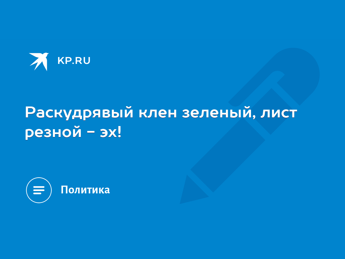 Раскудрявый клен зеленый, лист резной - эх! - KP.RU