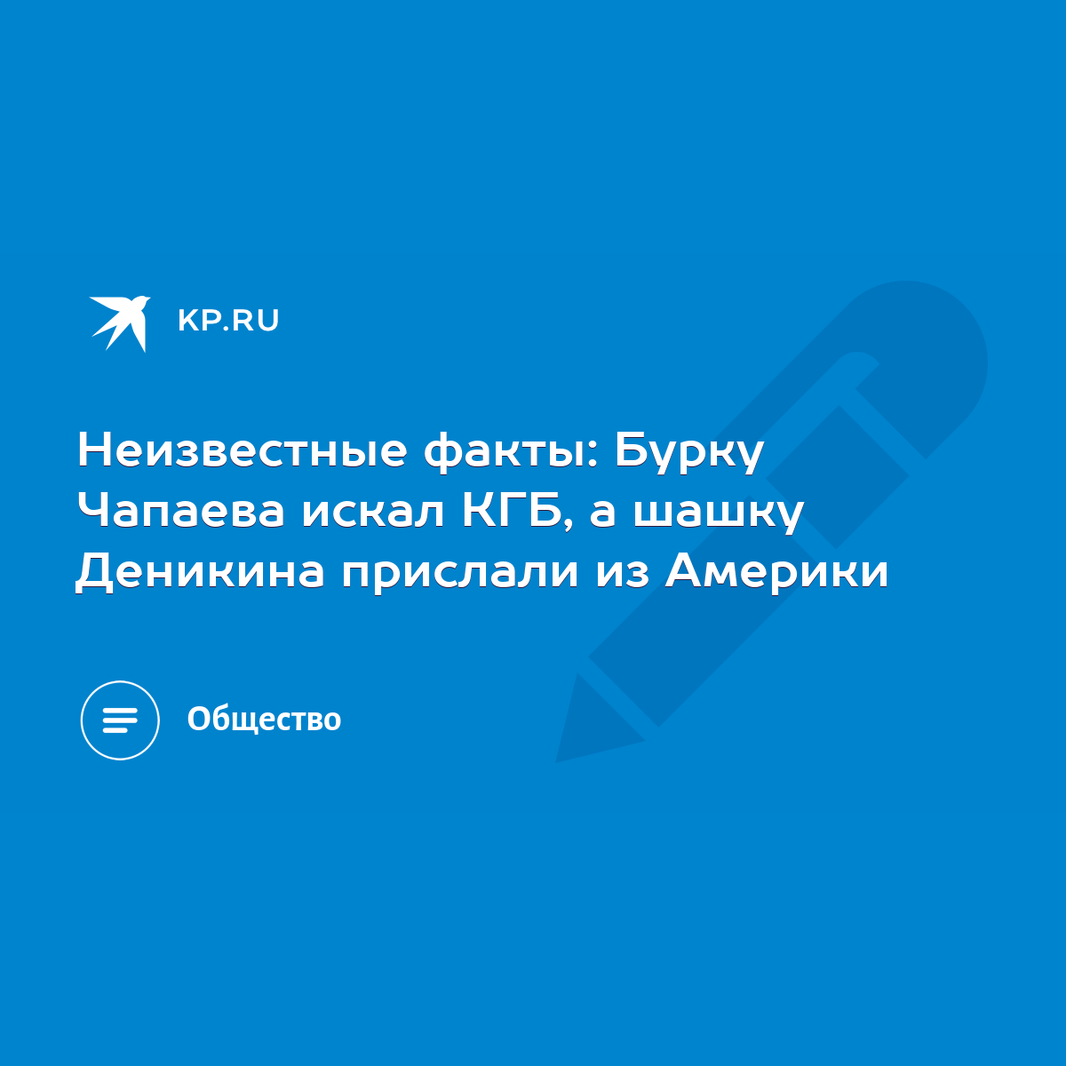 Неизвестные факты: Бурку Чапаева искал КГБ, а шашку Деникина прислали из  Америки - KP.RU