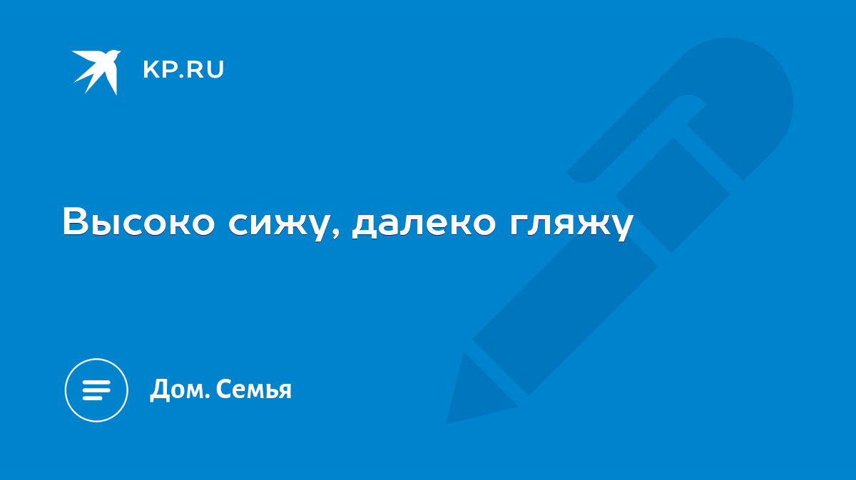 Высоко сижу, далеко гляжу - KP.RU