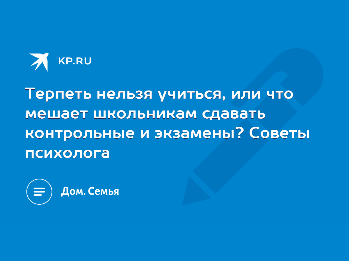 Терпеть нельзя учиться, или что мешает школьникам сдавать контрольные и  экзамены? Советы психолога - KP.RU