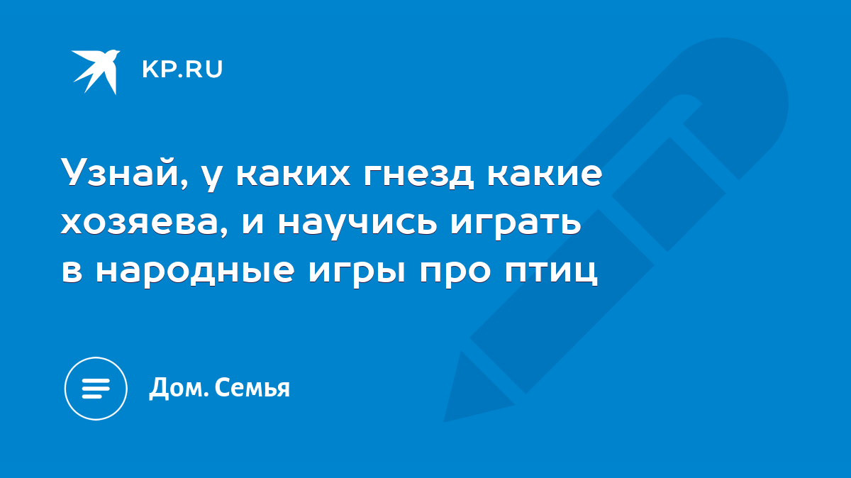 Узнай, у каких гнезд какие хозяева, и научись играть в народные игры про  птиц - KP.RU