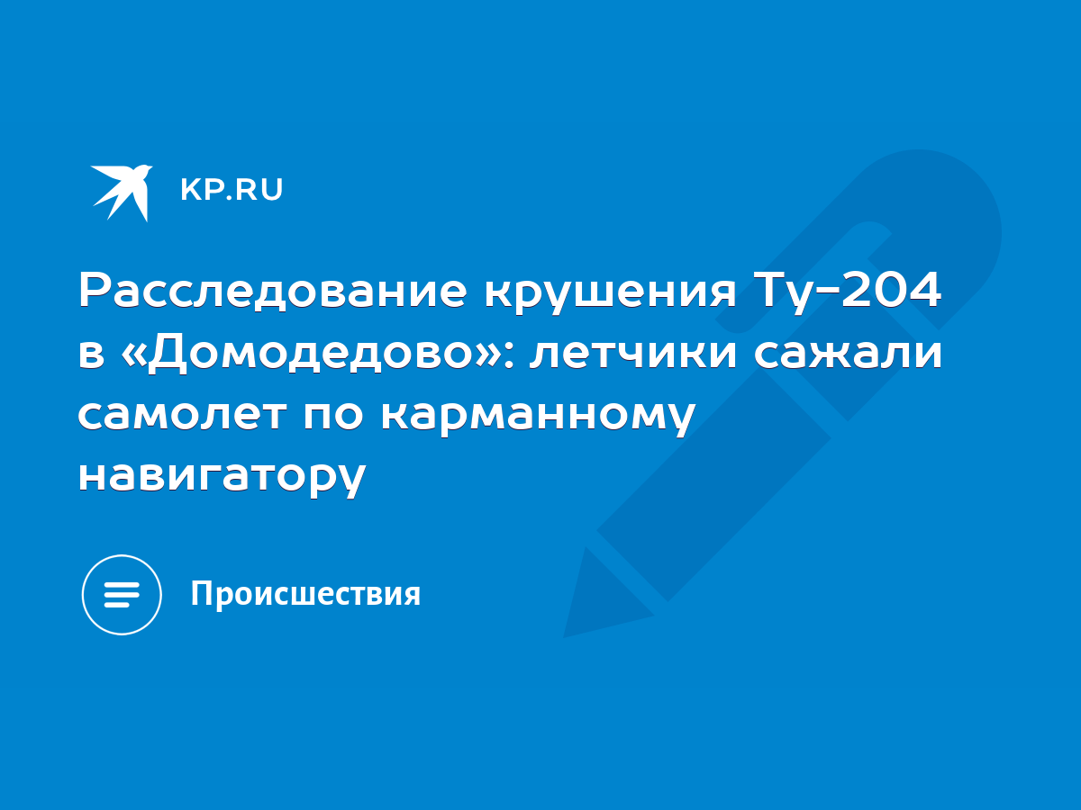 Расследование крушения Ту-204 в «Домодедово»: летчики сажали самолет по  карманному навигатору - KP.RU