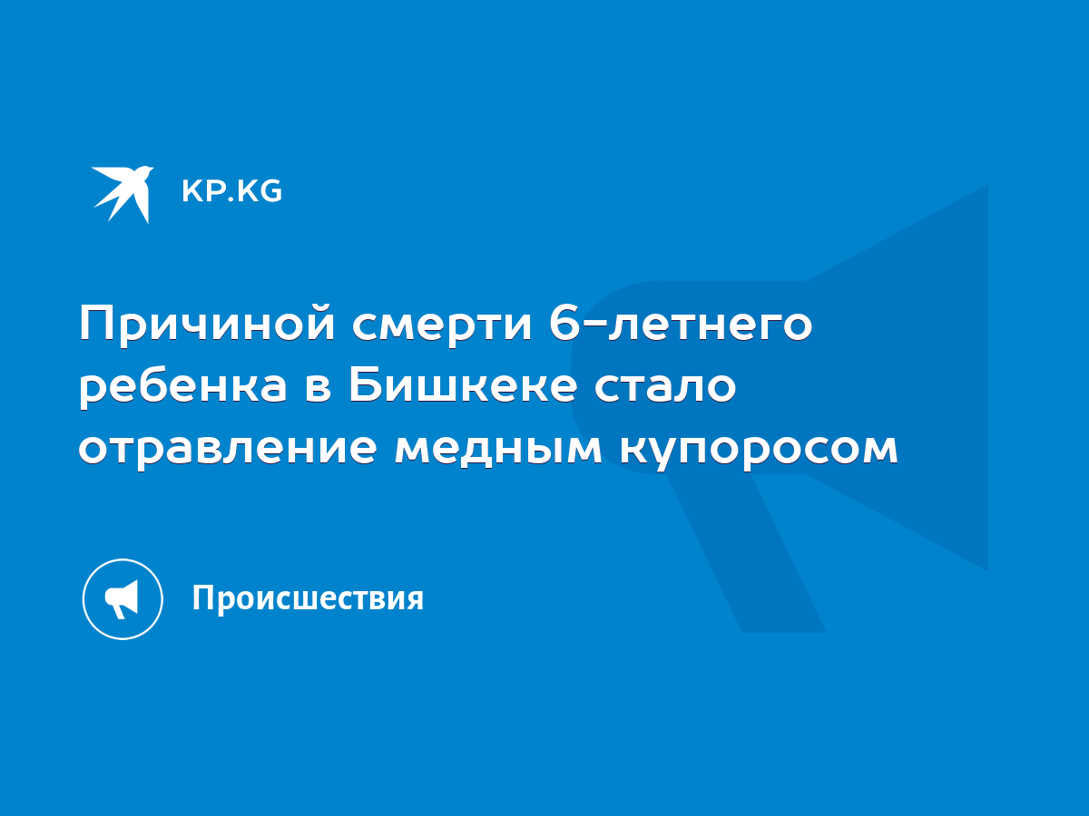 Причиной смерти 6-летнего ребенка в Бишкеке стало отравление медным  купоросом - KP.KG