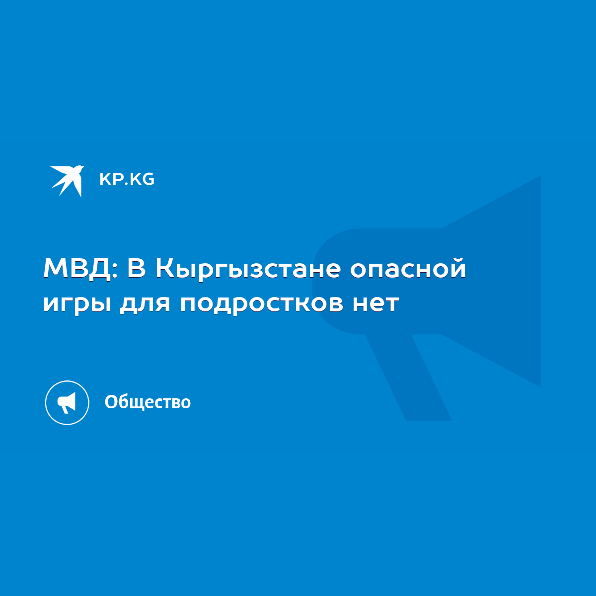 МВД: В Кыргызстане опасной игры для подростков нет - KP.KG