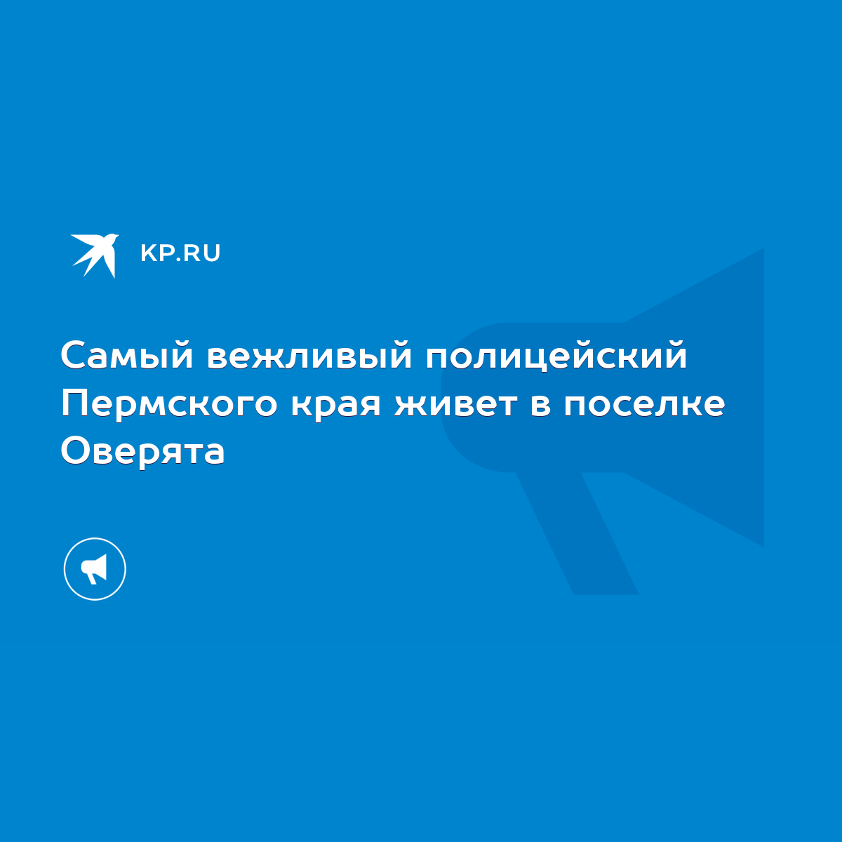 Самый вежливый полицейский Пермского края живет в поселке Оверята - KP.RU