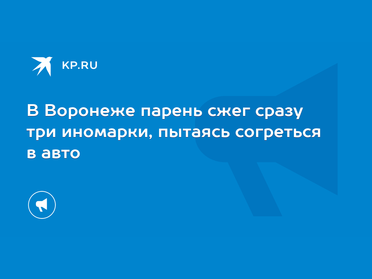 В Воронеже парень сжег сразу три иномарки, пытаясь согреться в авто - KP.RU