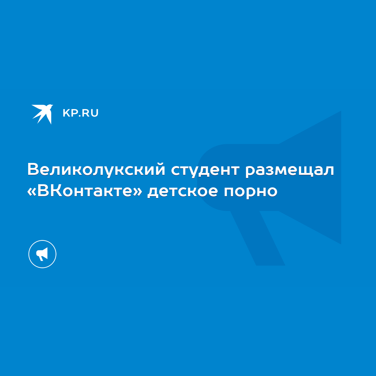 Великолукский студент размещал «ВКонтакте» детское порно - KP.RU