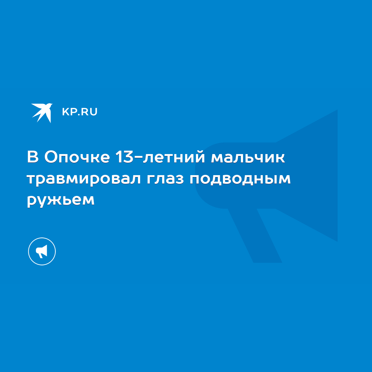 В Опочке 13-летний мальчик травмировал глаз подводным ружьем - KP.RU