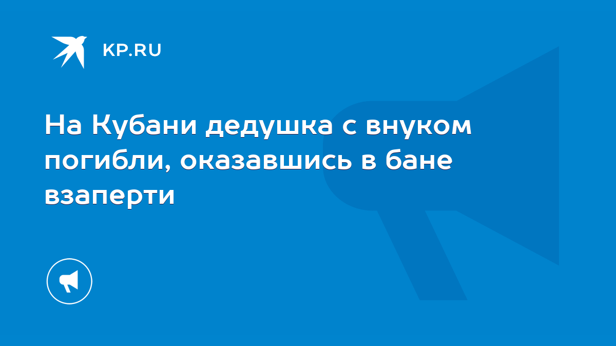 На Кубани дедушка с внуком погибли, оказавшись в бане взаперти - KP.RU