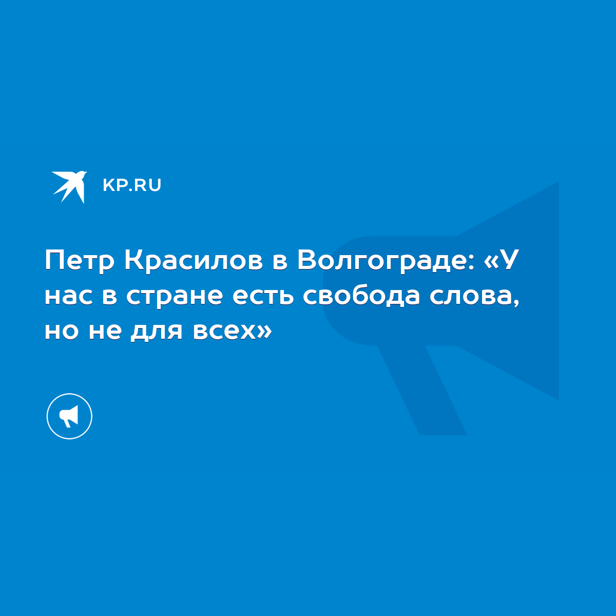 Петр Красилов в Волгограде: «У нас в стране есть свобода слова, но не для  всех» - KP.RU