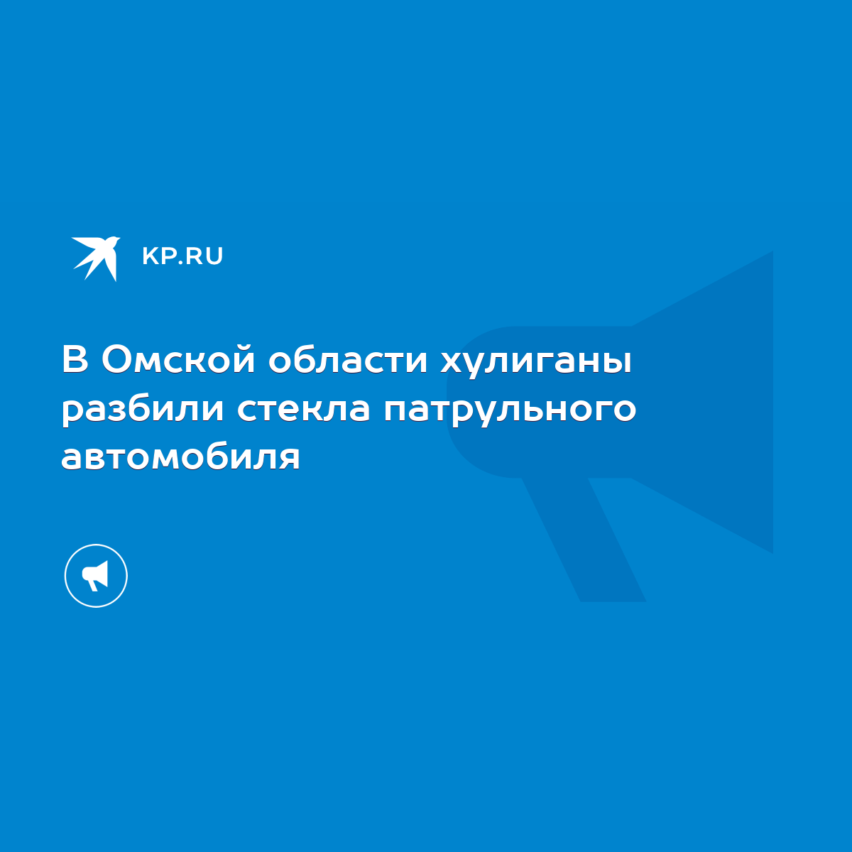 В Омской области хулиганы разбили стекла патрульного автомобиля - KP.RU