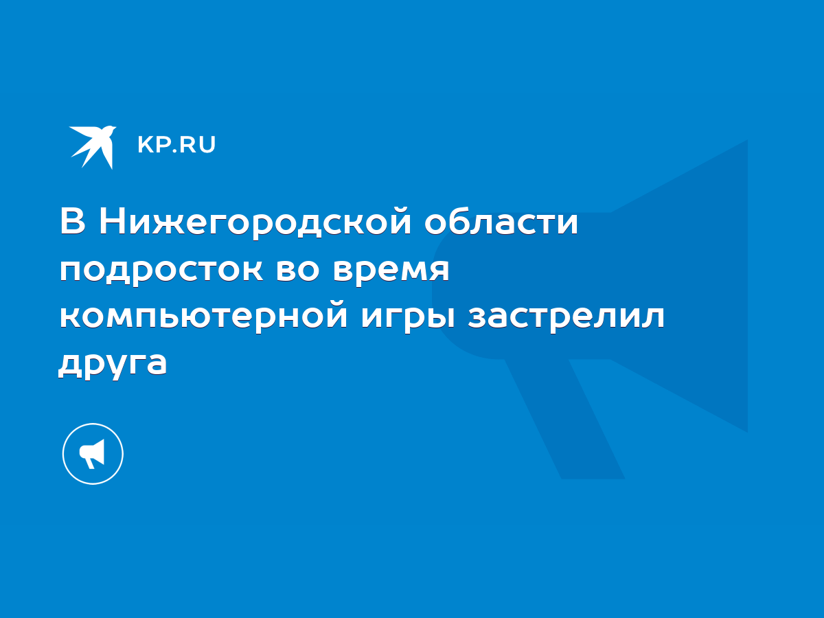 В Нижегородской области подросток во время компьютерной игры застрелил  друга - KP.RU