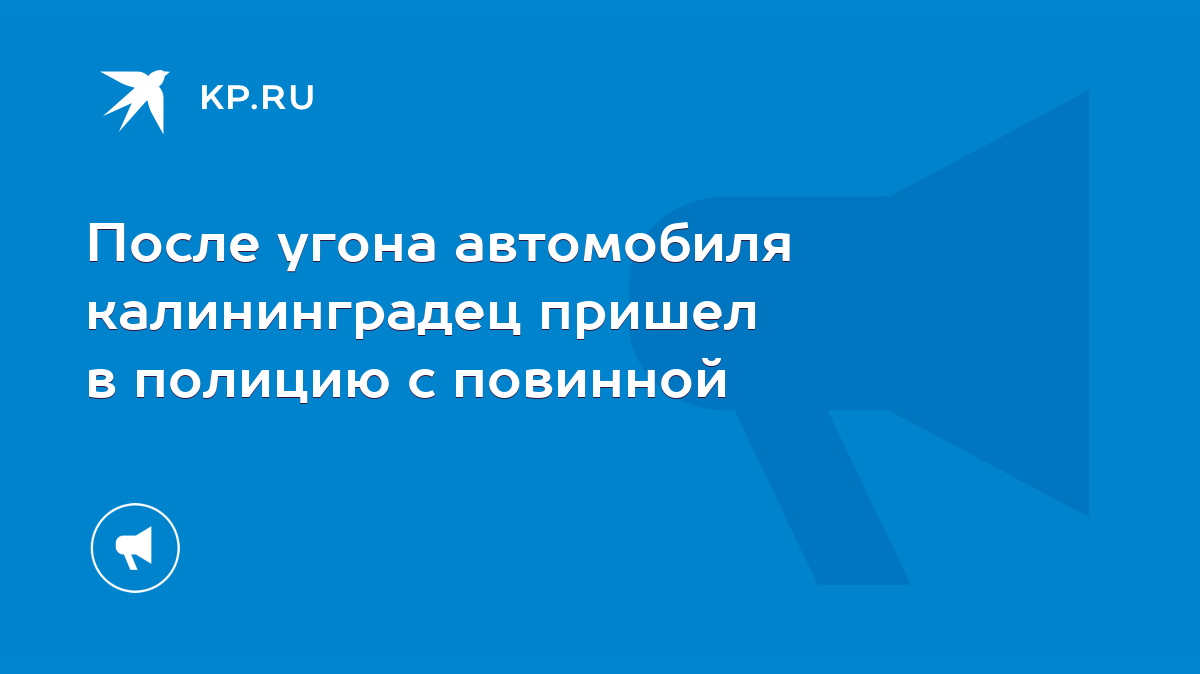 После угона автомобиля калининградец пришел в полицию с повинной - KP.RU