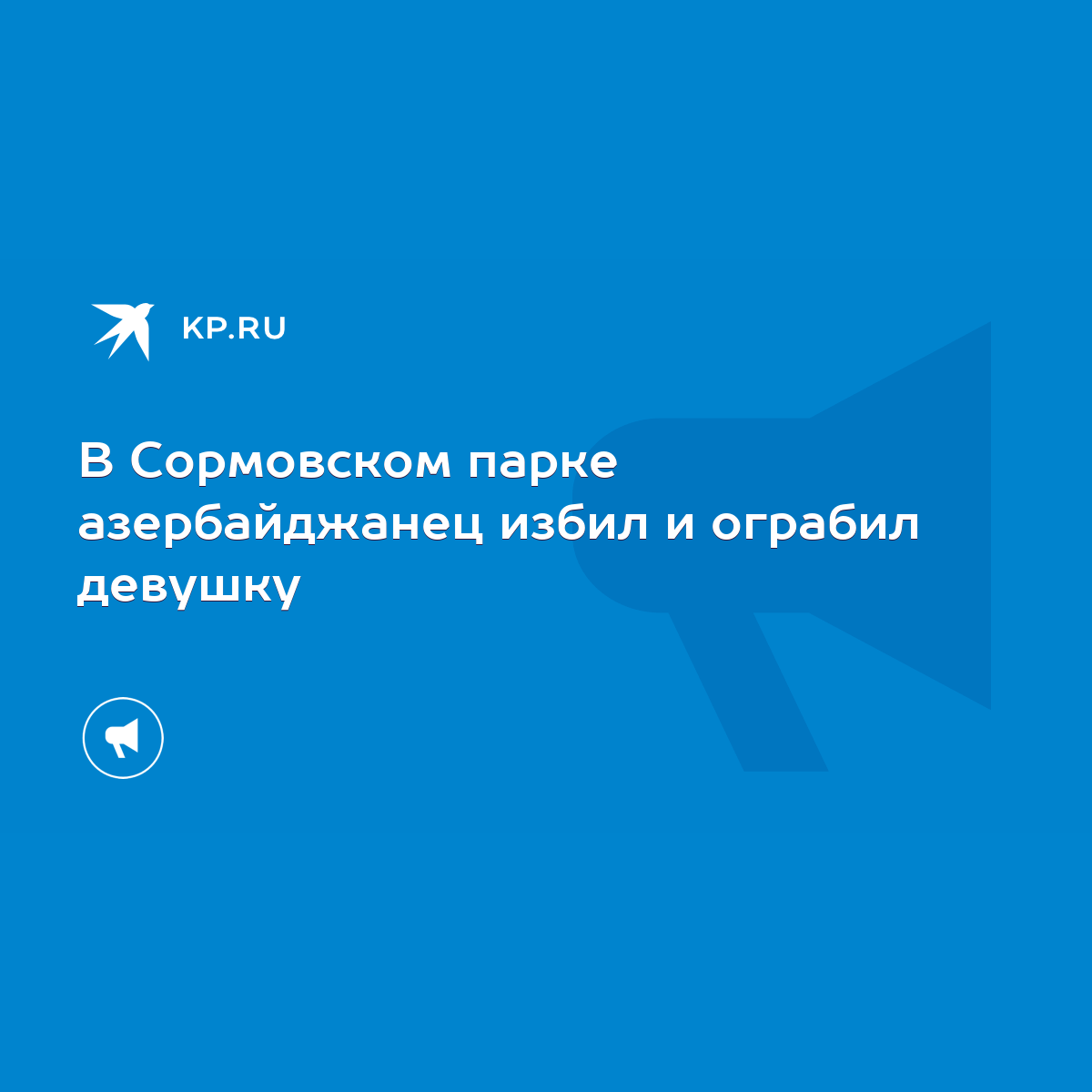 В Сормовском парке азербайджанец избил и ограбил девушку - KP.RU