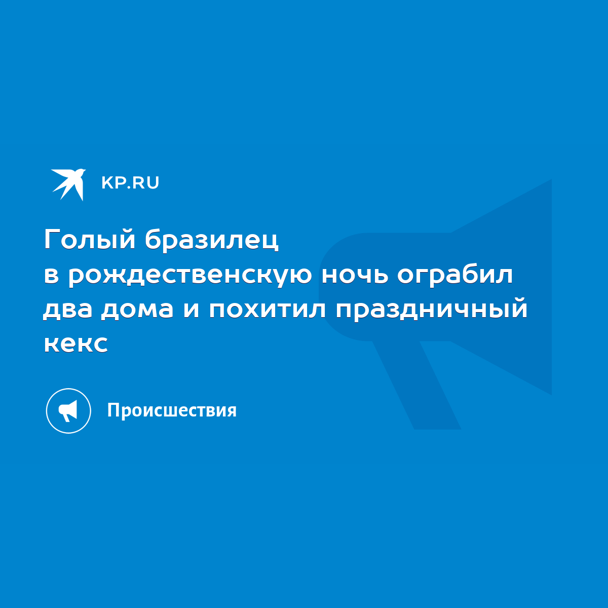 Голый бразилец в рождественскую ночь ограбил два дома и похитил праздничный  кекс - KP.RU