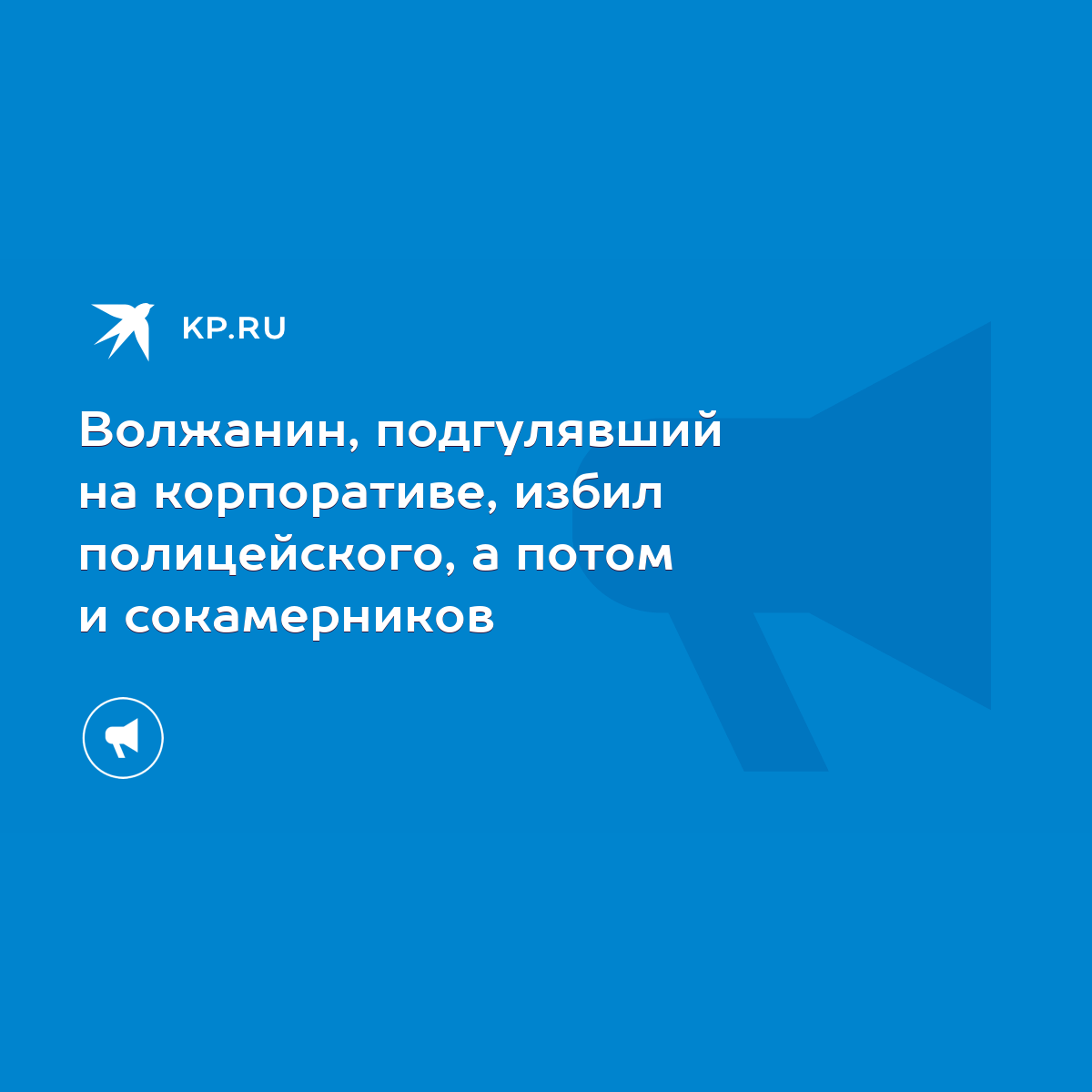 Волжанин, подгулявший на корпоративе, избил полицейского, а потом и  сокамерников - KP.RU