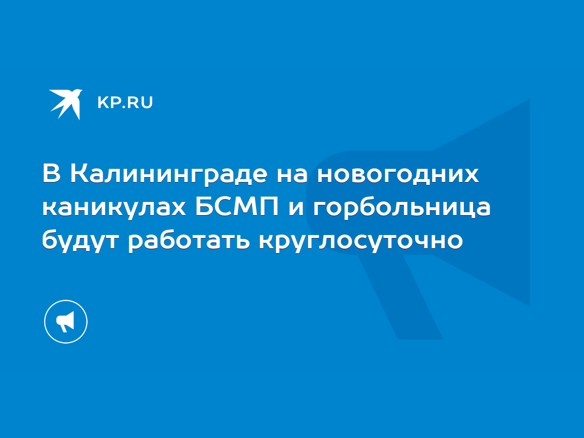 В Калининграде на новогодних каникулах БСМП и горбольница будут работать  круглосуточно - KP.RU