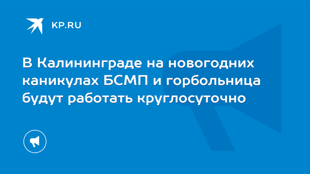 В Калининграде на новогодних каникулах БСМП и горбольница будут работать  круглосуточно - KP.RU