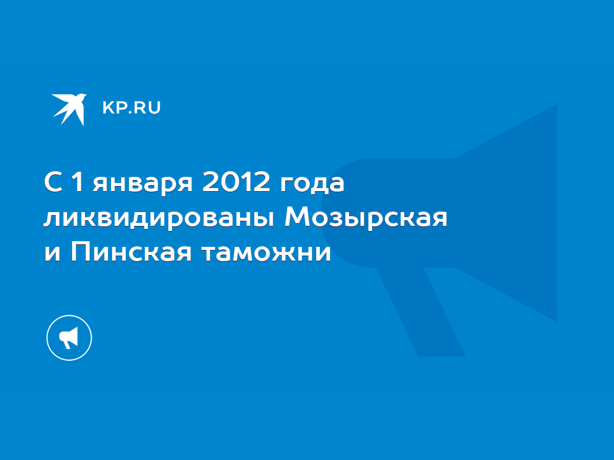 С 1 января 2012 года ликвидированы Мозырская и Пинская таможни - KP.RU