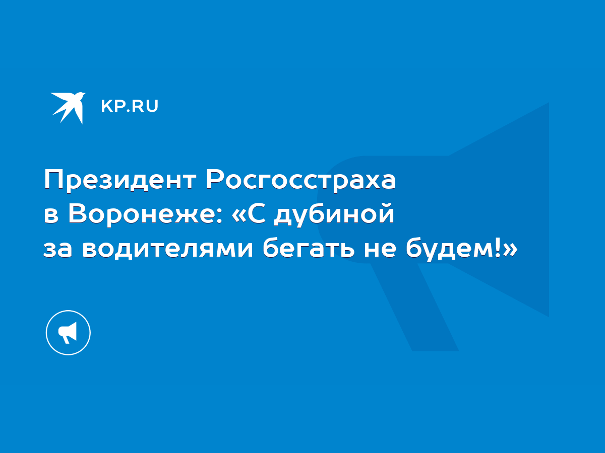 Президент Росгосстраха в Воронеже: «С дубиной за водителями бегать не  будем!» - KP.RU