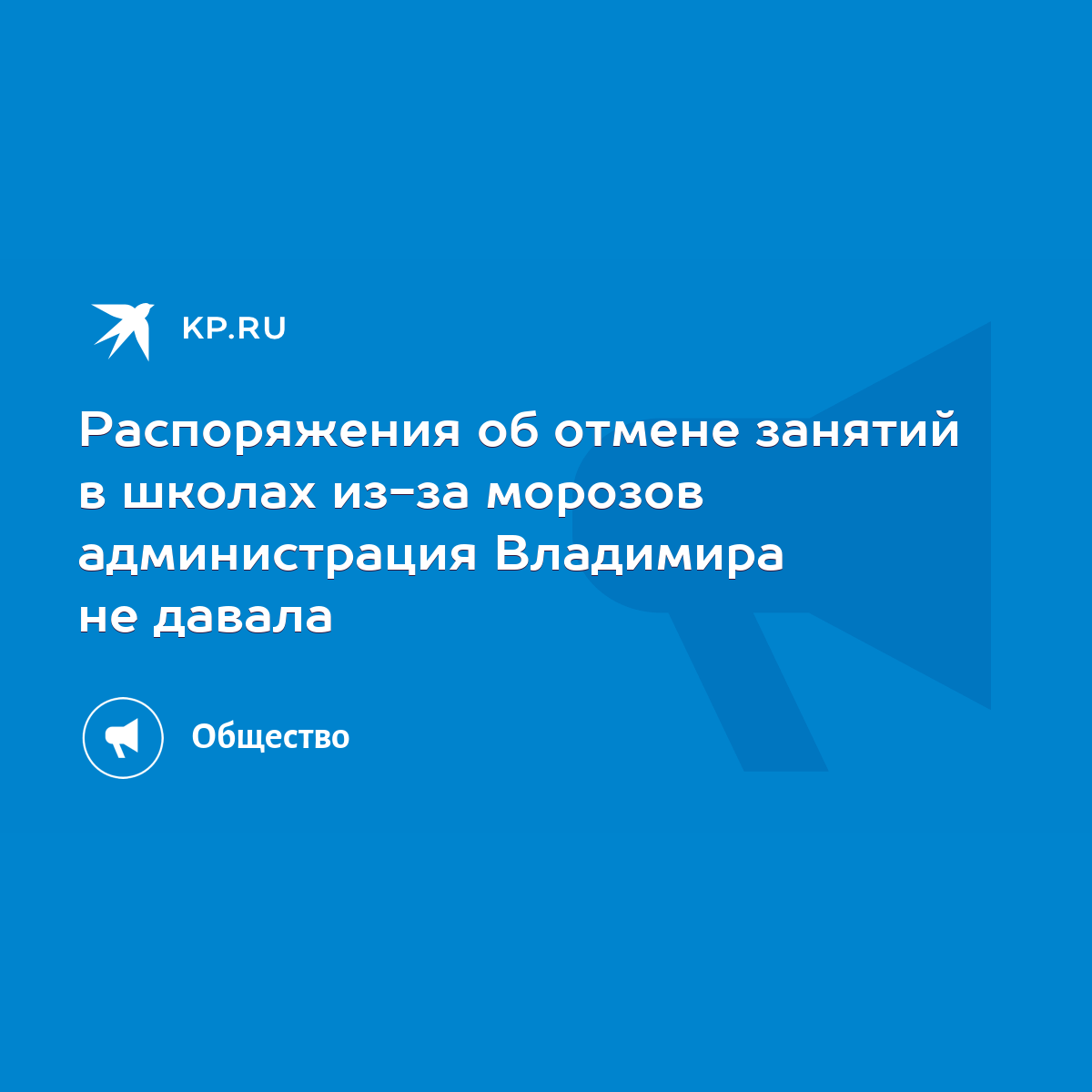 Распоряжения об отмене занятий в школах из-за морозов администрация  Владимира не давала - KP.RU