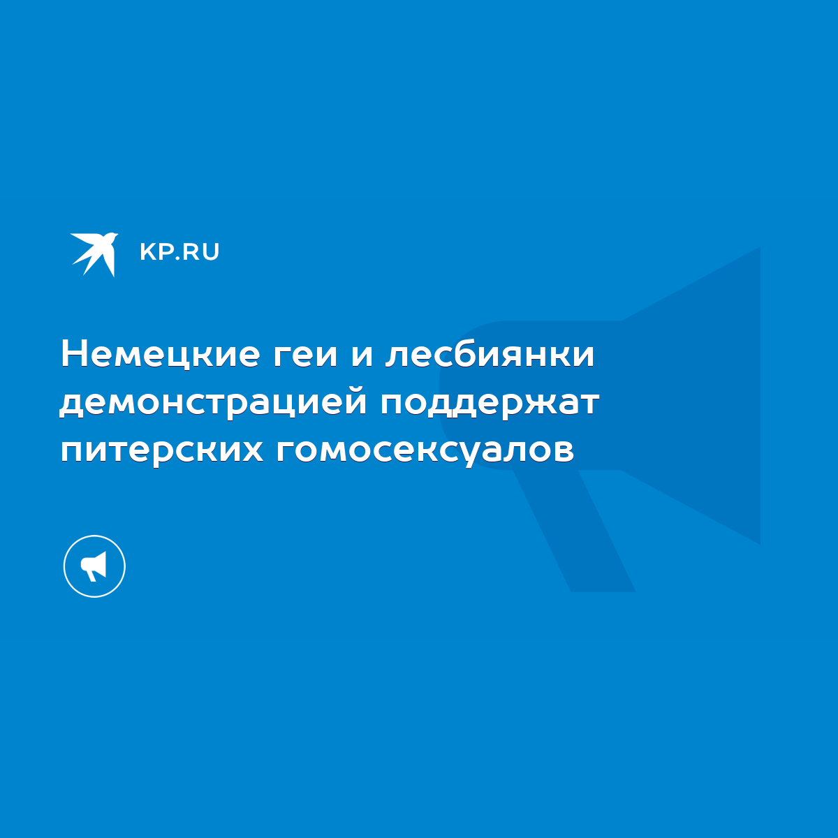 Немецкие геи и лесбиянки демонстрацией поддержат питерских гомосексуалов -  KP.RU