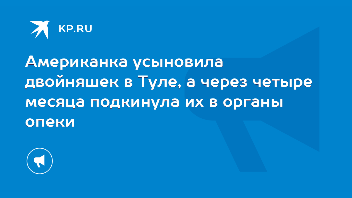 Американка усыновила двойняшек в Туле, а через четыре месяца подкинула их в органы  опеки - KP.RU