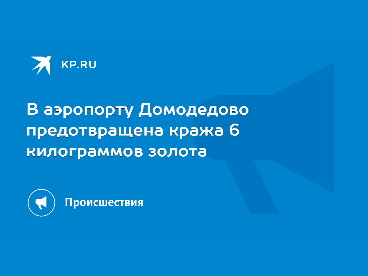 В аэропорту Домодедово предотвращена кража 6 килограммов золота - KP.RU