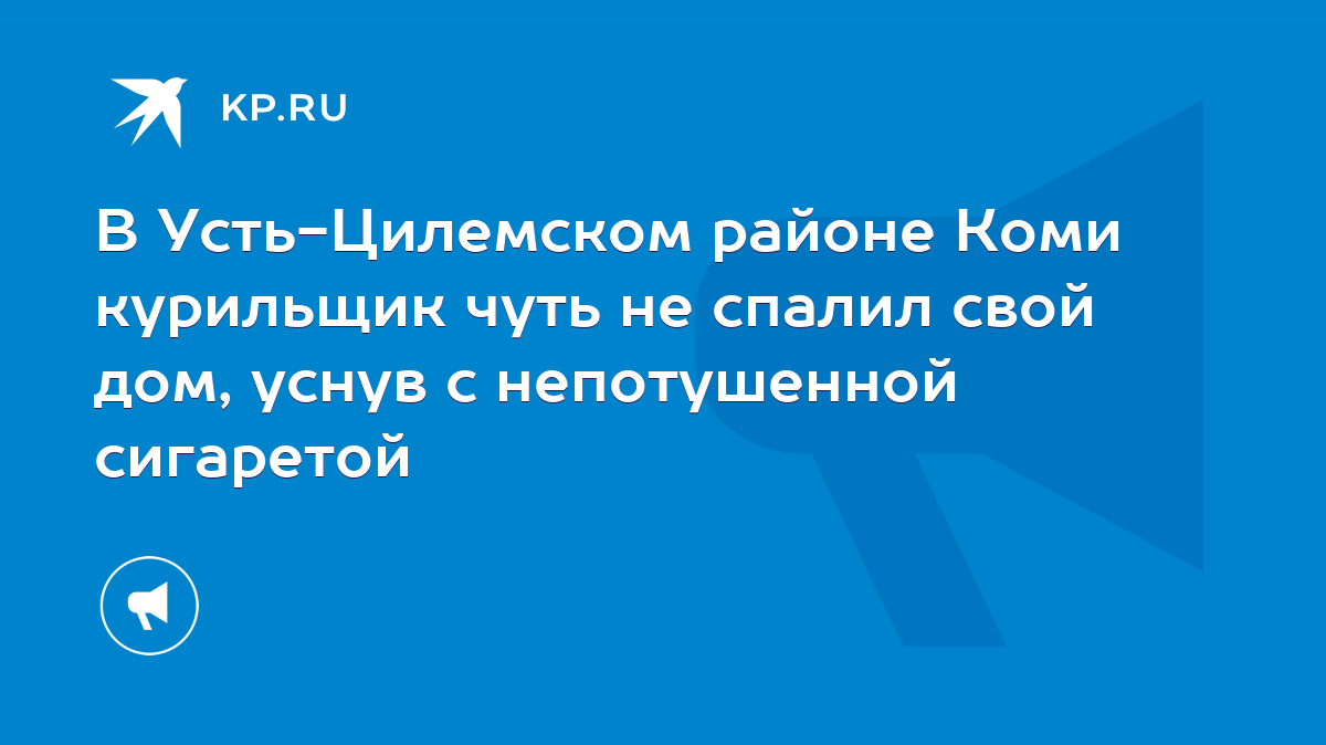 В Усть-Цилемском районе Коми курильщик чуть не спалил свой дом, уснув с  непотушенной сигаретой - KP.RU