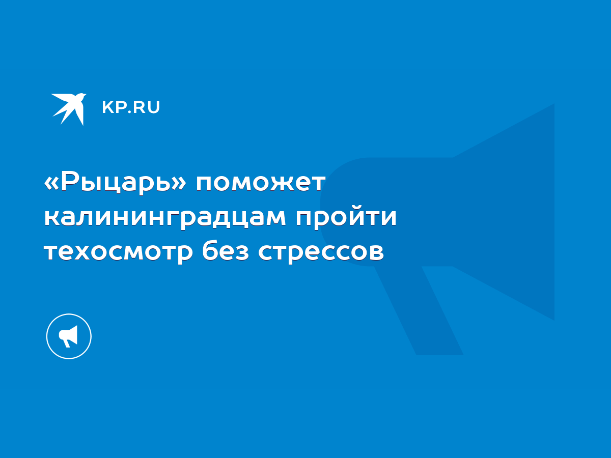 Рыцарь» поможет калининградцам пройти техосмотр без стрессов - KP.RU