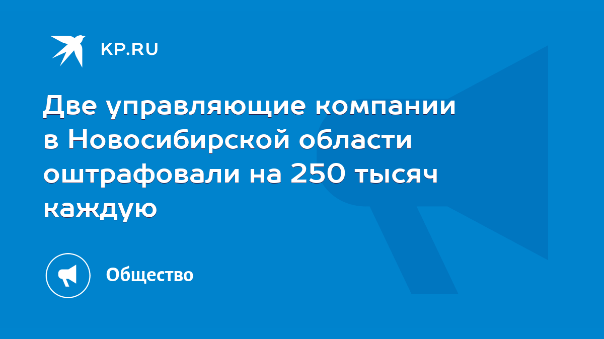 Две управляющие компании в Новосибирской области оштрафовали на 250 тысяч  каждую - KP.RU