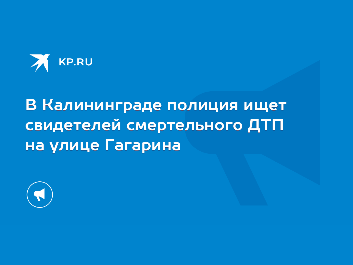 В Калининграде полиция ищет свидетелей смертельного ДТП на улице Гагарина -  KP.RU