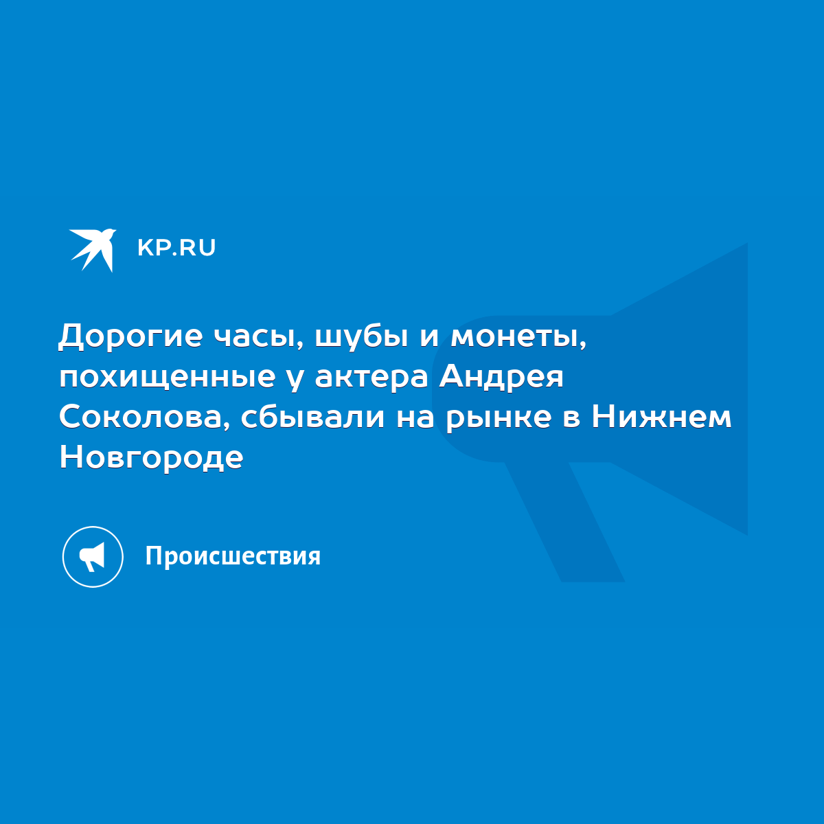 Дорогие часы, шубы и монеты, похищенные у актера Андрея Соколова, сбывали  на рынке в Нижнем Новгороде - KP.RU