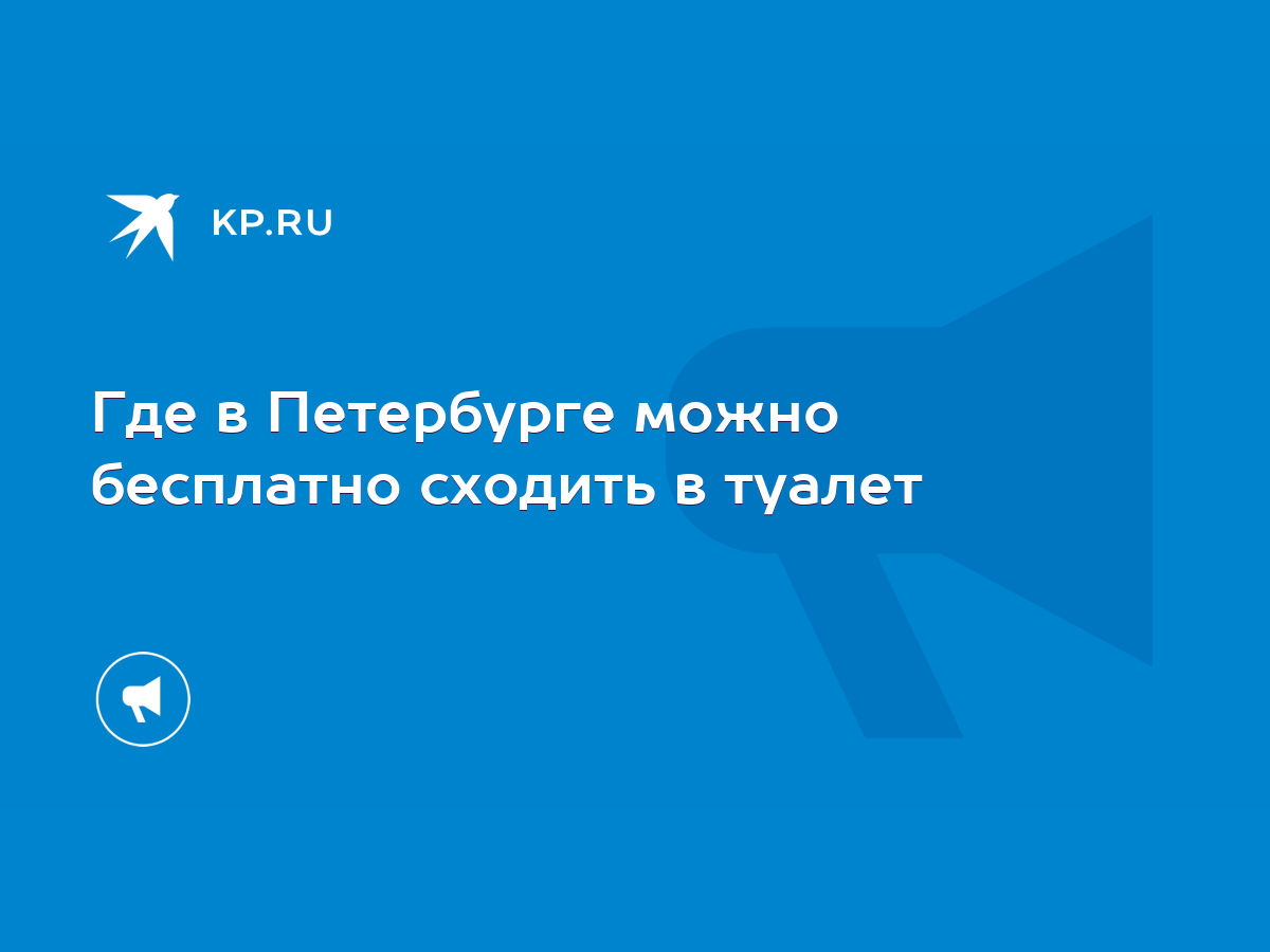 Где в Петербурге можно бесплатно сходить в туалет - KP.RU