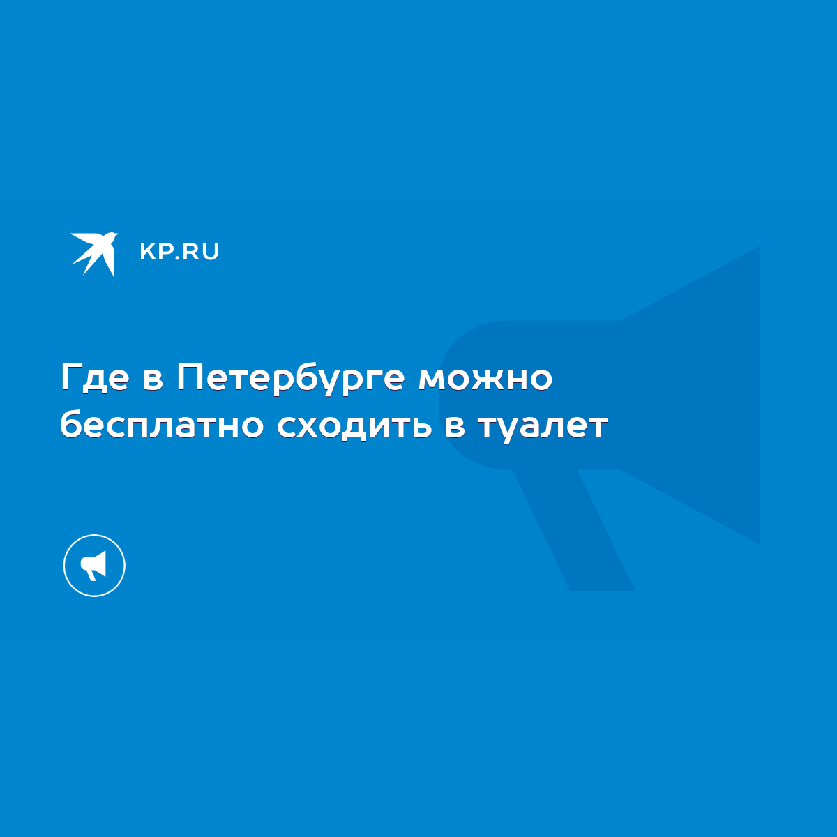 Где в Петербурге можно бесплатно сходить в туалет - KP.RU