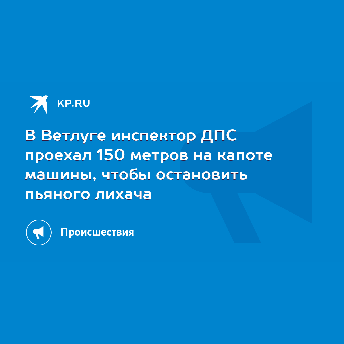 В Ветлуге инспектор ДПС проехал 150 метров на капоте машины, чтобы  остановить пьяного лихача - KP.RU